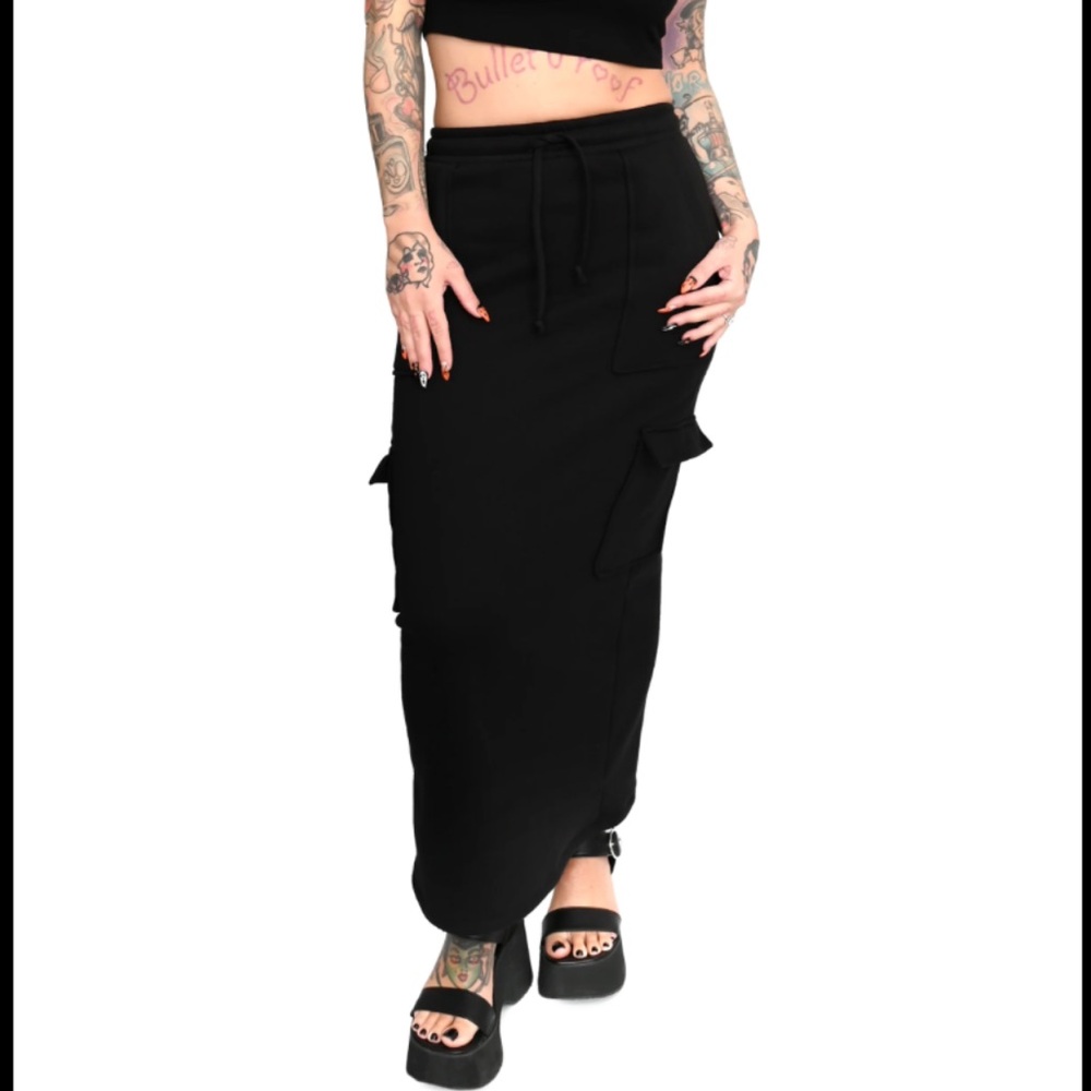 Foxblood Cargo Maxi Skirt